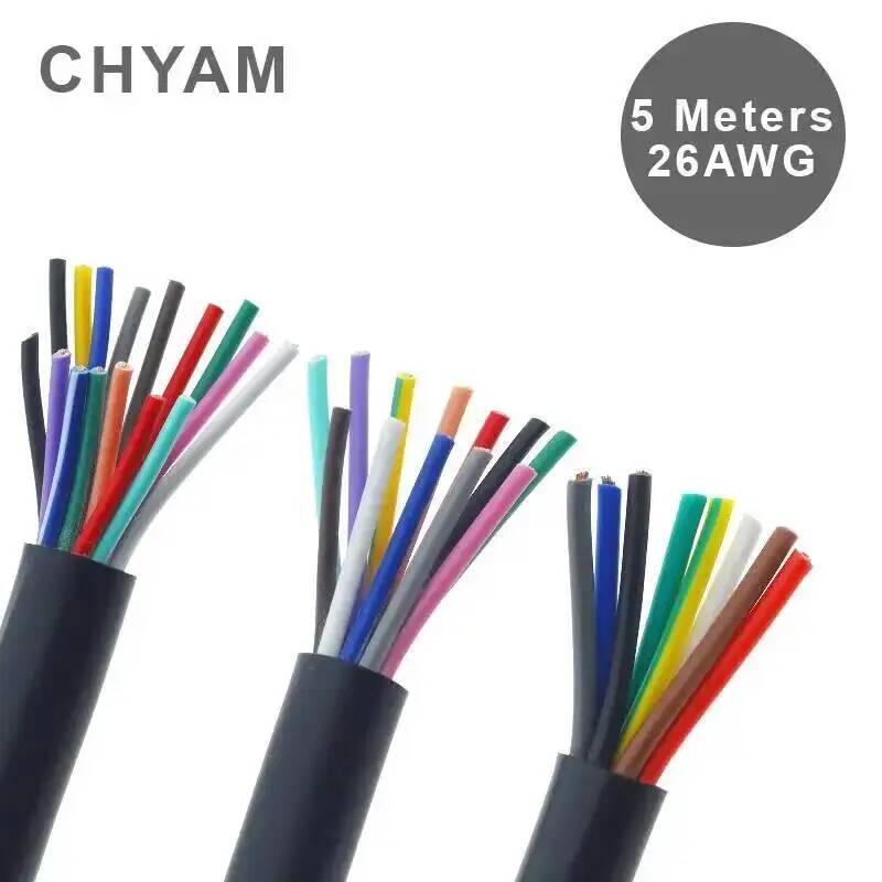 Cable Gland Waterproof - ケーブル黒 26AWG 0.12mm2 銅線 2/3/4/5/6/7/8/10/12/14/16/20 コアピン制御信号ライン