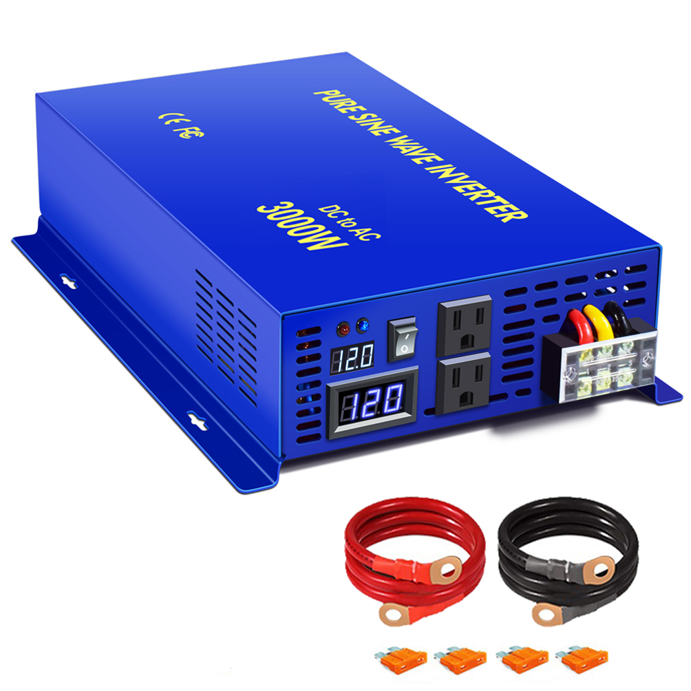 Pure Sine Wave Inverter - 2026年激安販売 WZRELB 3000W 車載用家庭用電化製品インバーター 純正弦波DC-AC電源コンバーター シングル出力