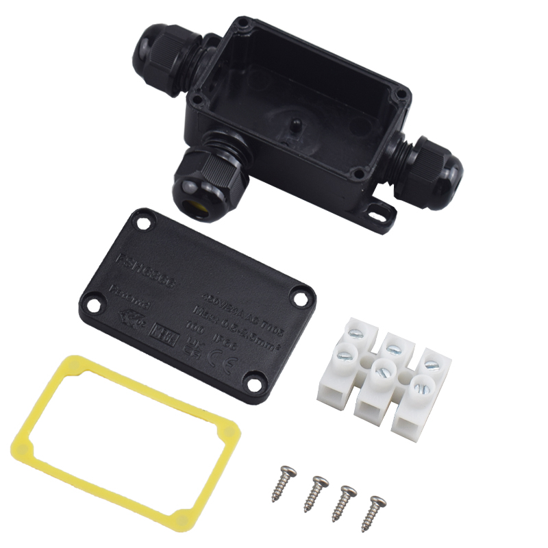 Cable Gland Waterproof - 3ウェイ屋外防水IP66電気ケーブルワイヤコネクタジャンクションボックス（端子付き）450V LEDライト用ジャンクションボックス