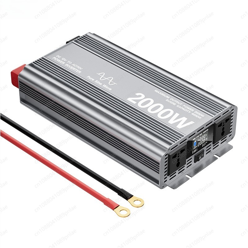 Pure Sine Wave Inverter - 2000W純正弦波インバーター 12Vから220Vへ ディスプレイ付き デュアルACプラグインインバーター パワーコンバーター ブースト機能搭載
