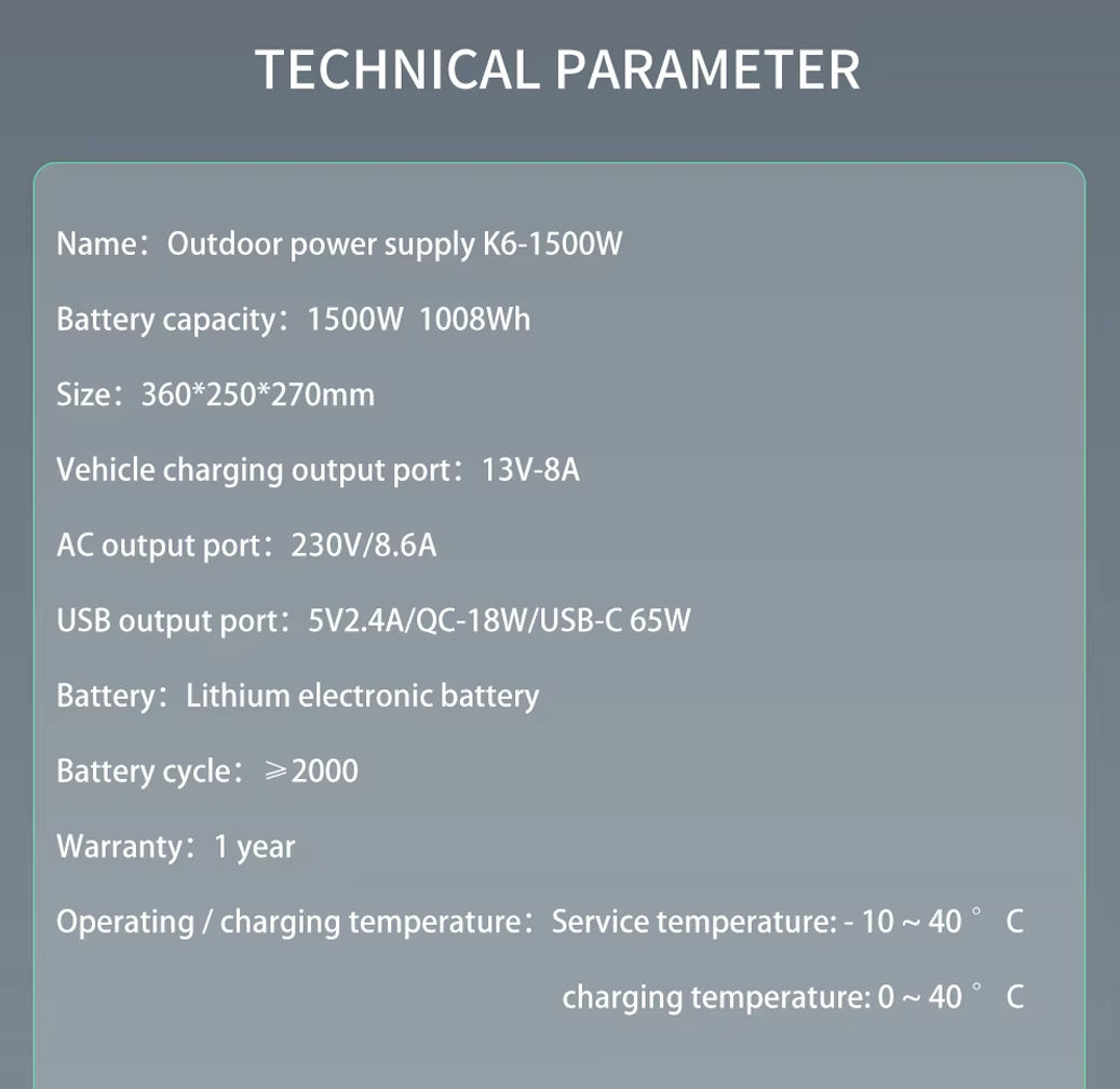 1500W 1008Whリチウムイオン車載ポータブルソーラー - Pure Sine Wave Inverter のレビューと価格